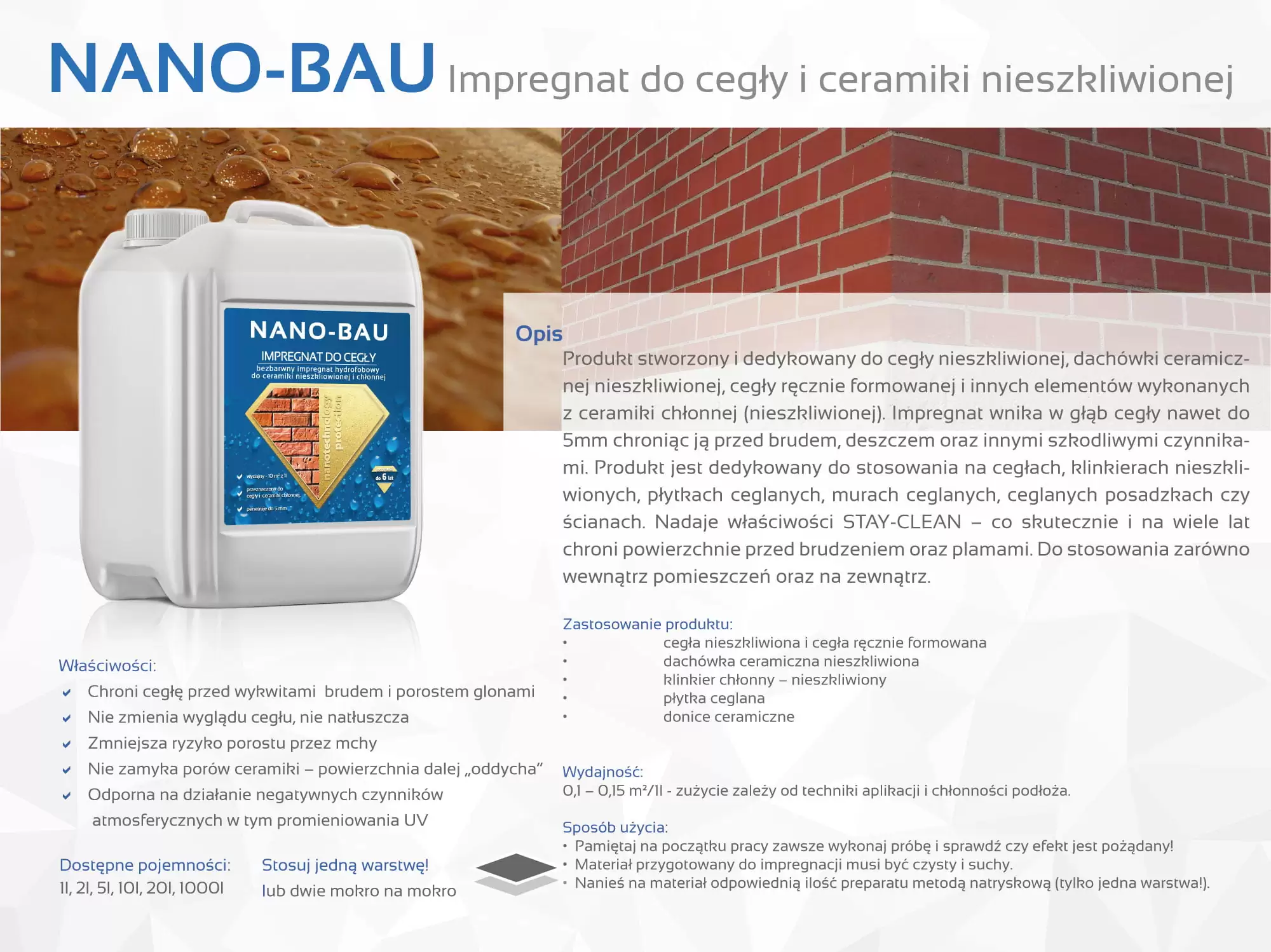 Nano-Bau Impregnat Cegła Klinkier Nieszkliwiony