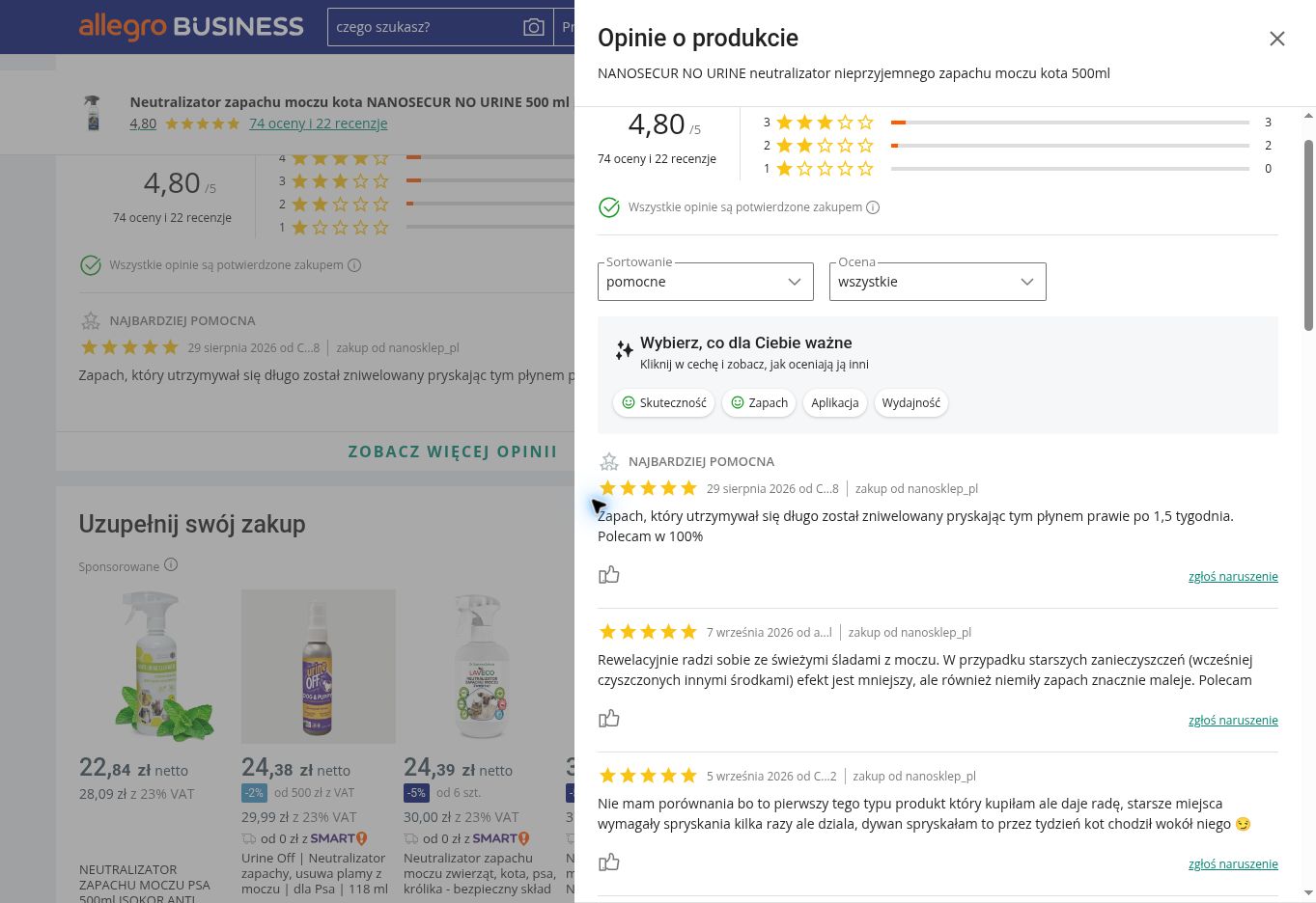 NANOSECUR NO URINE odświeżacz do usuwania zapachu moczu — 500 ml — opinie o produkcie z Allegro