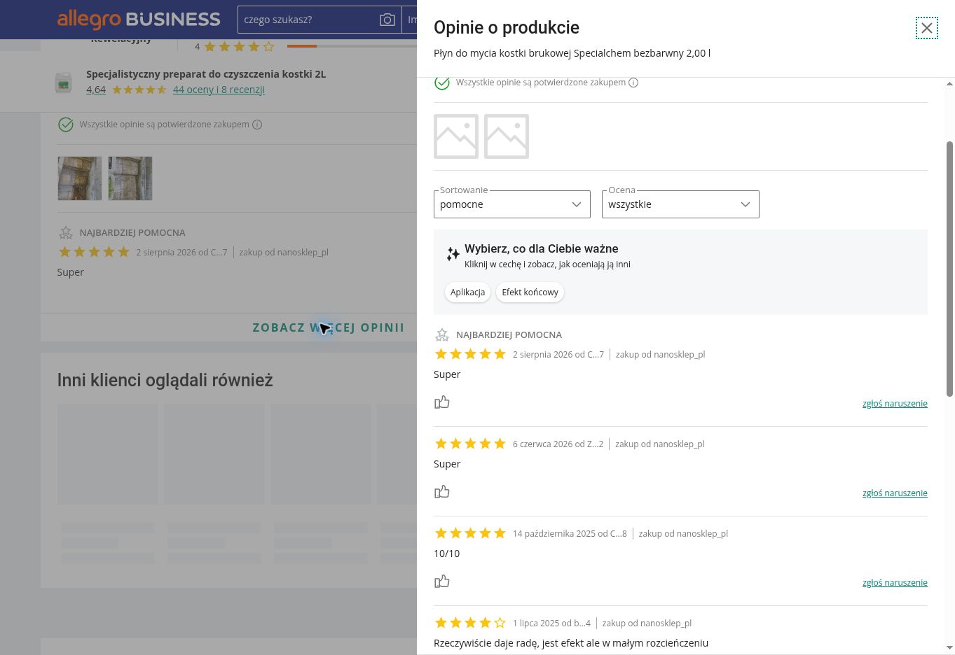 SPECIALCHEM do czyszczenia kostki brukowej BRUK CLEAN — 2L — opinie o produkcie z Allegro