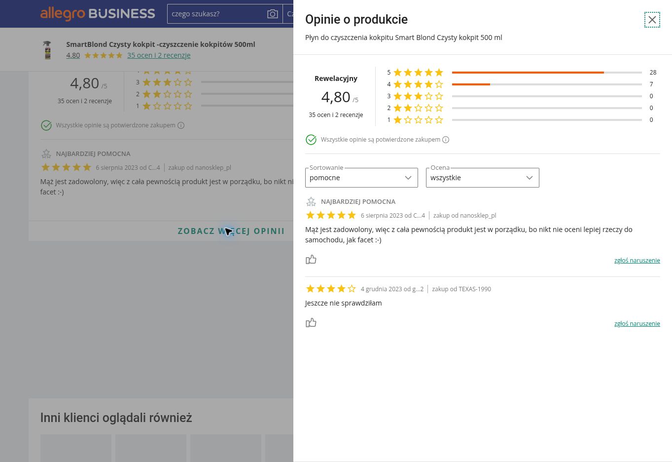 SmartBlond Czysty kokpit -czyszczenie kokpitów — 500ml — opinie o produkcie z Allegro