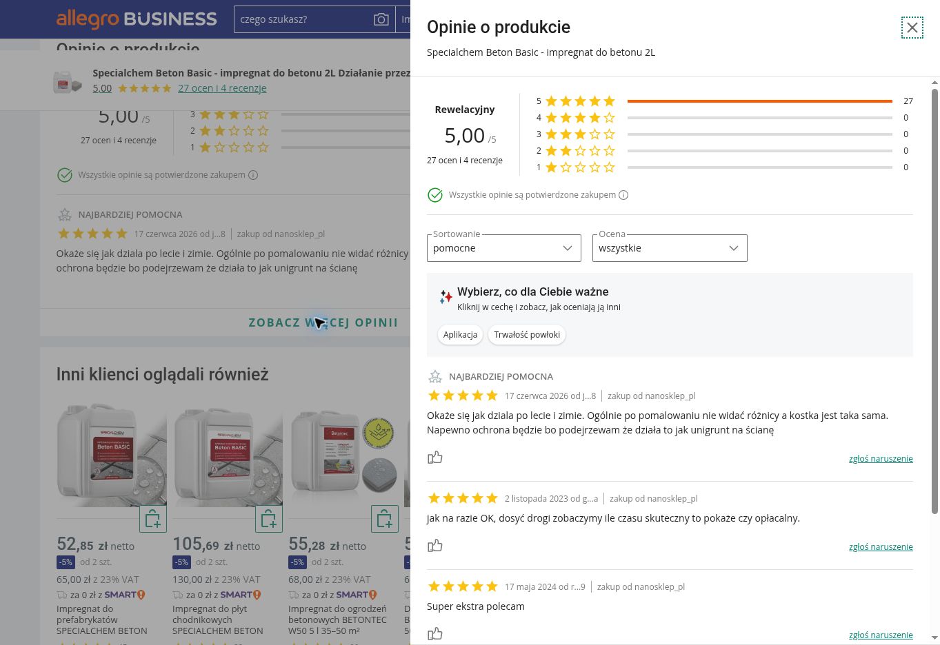 Specialchem Beton Basic impregnacja betonu — 2L — opinie o produkcie z Allegro