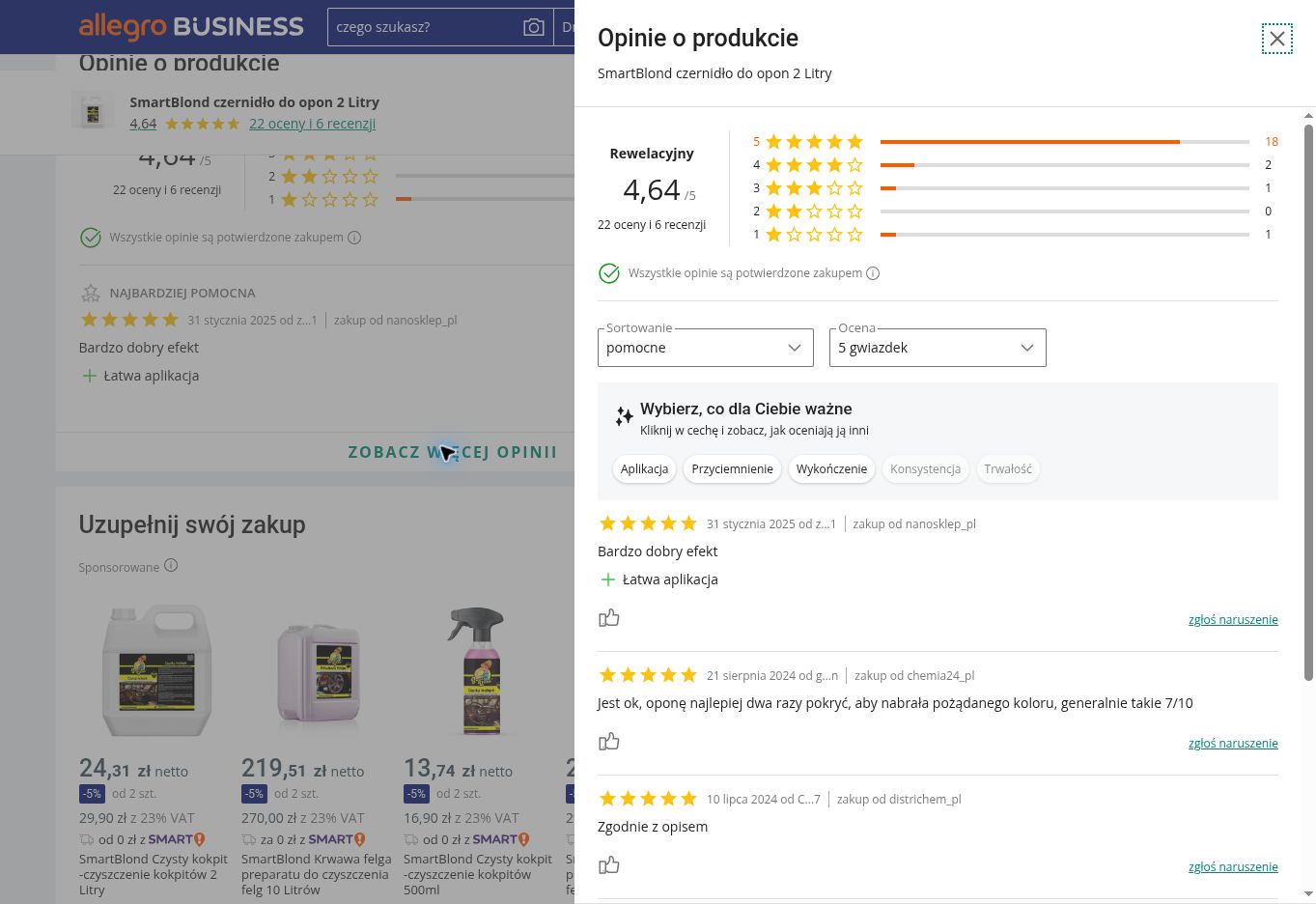 SmartBlond® Czernidło do opon — 2 Litry — opinie o produkcie z Allegro