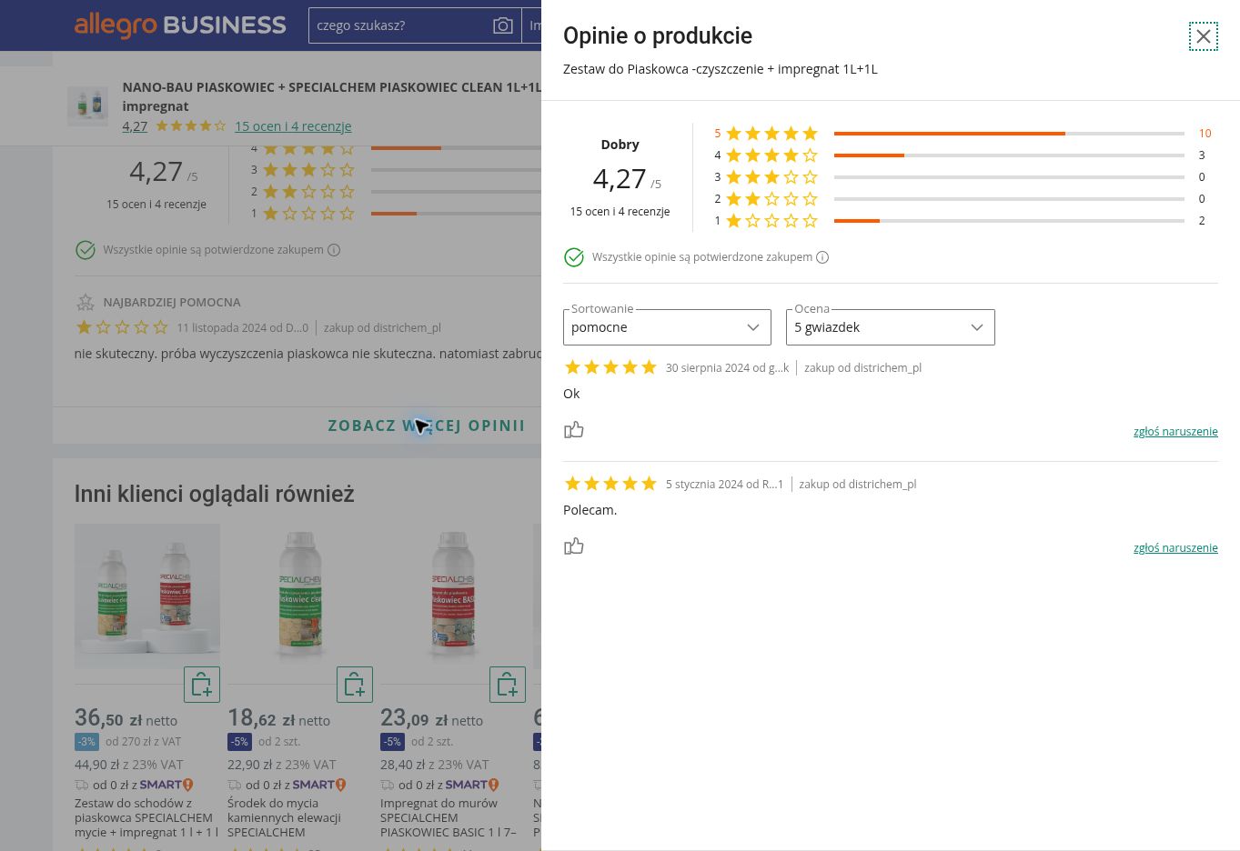 Zestaw do Piaskowca czyszczenie i impregnat NANOBAU — 1L+1L — opinie o produkcie z Allegro