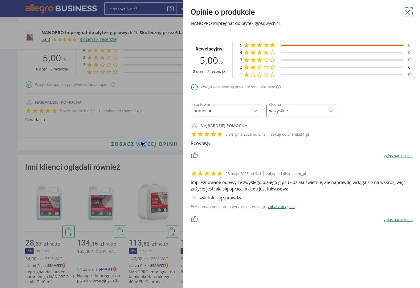 NANOPRO Impregnat do płytek gipsowych — 1L — opinie o produkcie z Allegro