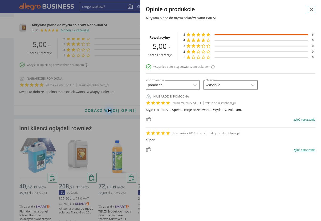 Nano-Bau SOLAR CLEAN FOAM - aktywna piana do mycia solarów — 5L — opinie o produkcie z Allegro