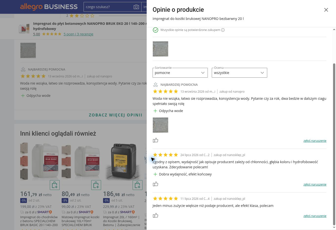 NANOPRO IMPREGNAT Nowoczesna Ochrona dla Kostki Brukowej — 20 l — opinie o produkcie z Allegro