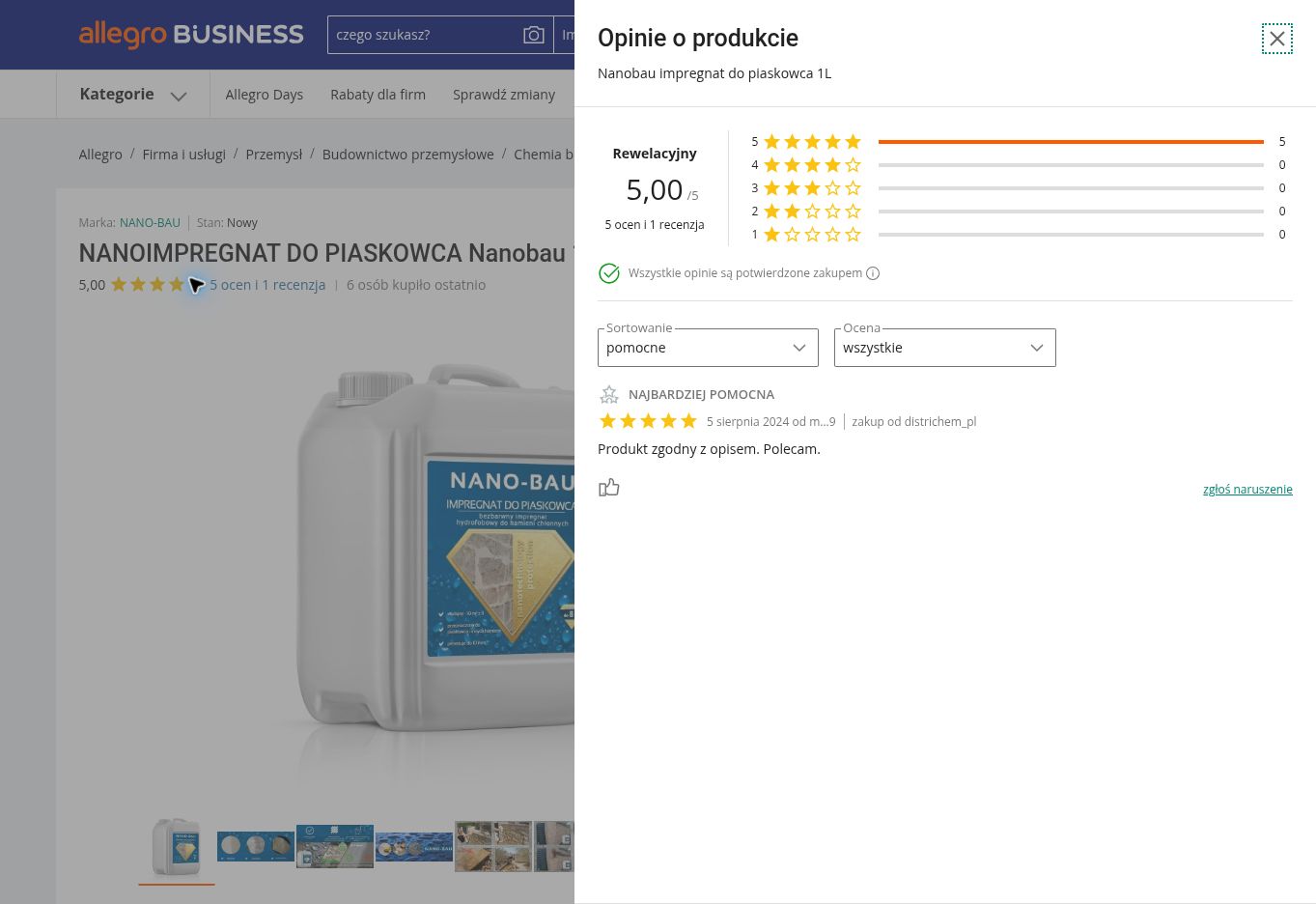 NANO-BAU impregnat hydrofobowy do piaskowca — 1L — opinie o produkcie z Allegro